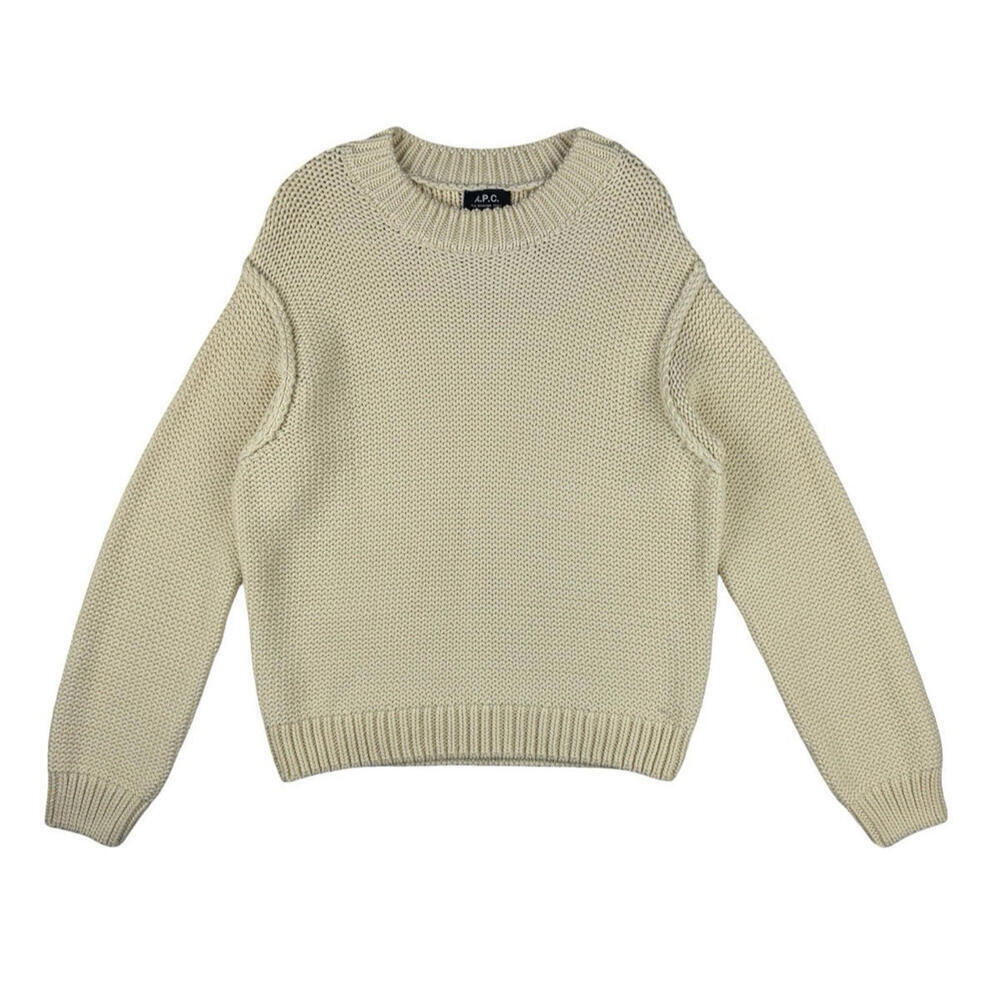 A.P.C. Inga Knit Pullover Crewneck Sweater Beige Size XL